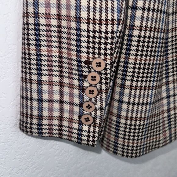 New Veronica Beard FULLER CHECK SINGLE-BUTTON DICKEY JACKET Cream Blue/ Rose Sz2 - Picture 6 of 16